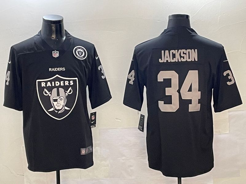 Men 2025 Oakland Raiders #34 Jackson black Nike Limited NFL Jersey style 0024